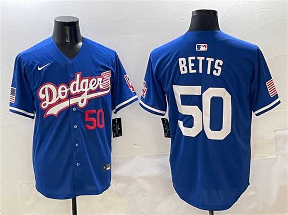 Men's Los Angeles Dodgers #50 Mookie Betts Royal With American Flag Patch Limited Stitched Jersey,We sell and wholesale Men's Los Angeles Dodgers #50 Mookie Betts Royal With American Flag Patch Limited Stitched Jersey on line form chian!